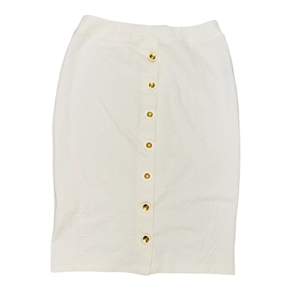 J. McLaughlin White and Gold Pencil Skirt for Work - Picture 1 of 5